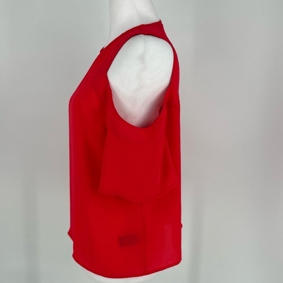 Express Red Cold Shoulder Top Size SP - Picture 3 of 11
